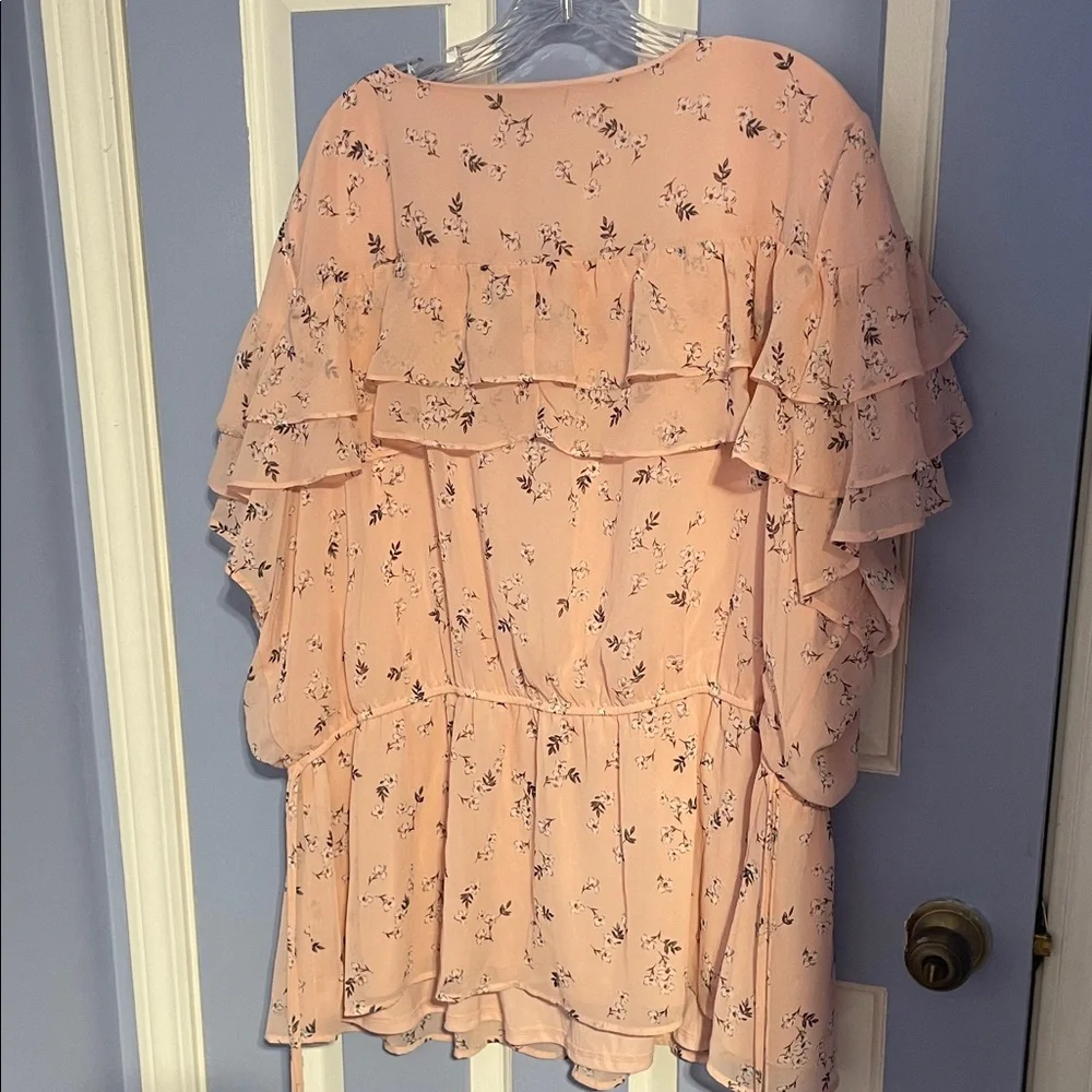 Lane Bryant Pink Floral Ruffle Blouse - Picture 4 of 6